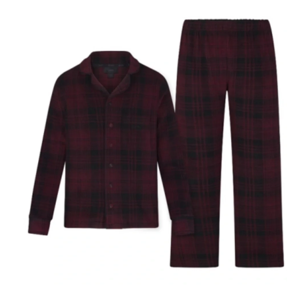 SKIMS| Kids Unisex Flannel Red and Black Plaid Fleece Pajama Set -Size 10